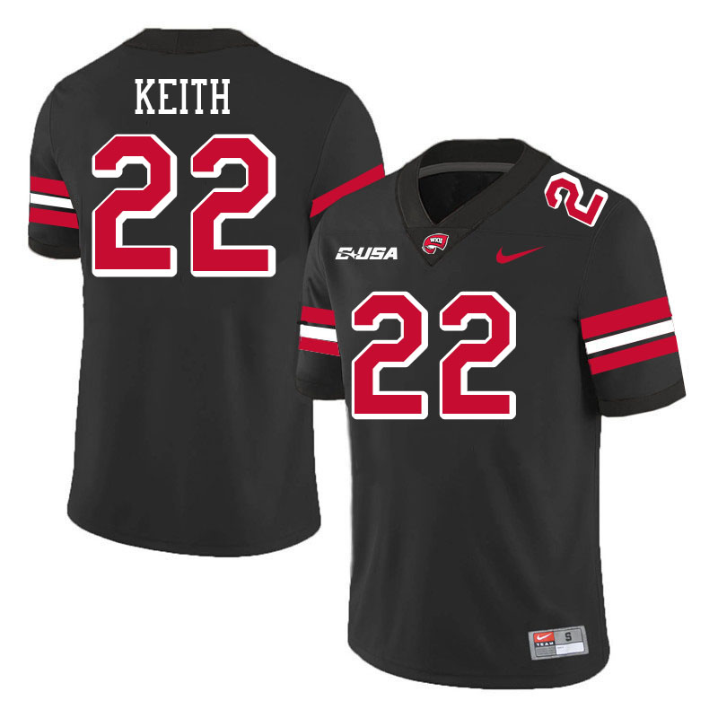 Western Kentucky Hilltoppers #22 Ta'ron Keith College Football Jerseys Stitched-Black